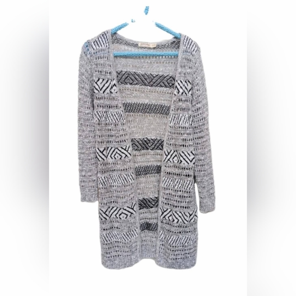 Vintage Women's Large 12/14 Faded Glory Open Front Long Cardigan Sweater